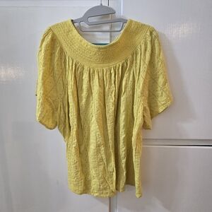 Old Navy Yellow Embroidered Peasant Blouse